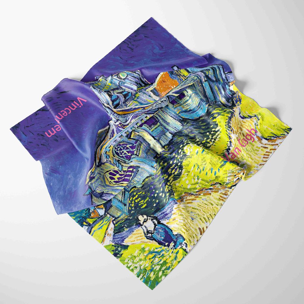 2025 Oil Painting Silk Scarf For Women New Print Female Foulard Scarfs Handle Kerchief Fashion Head Foulard Square Scarves