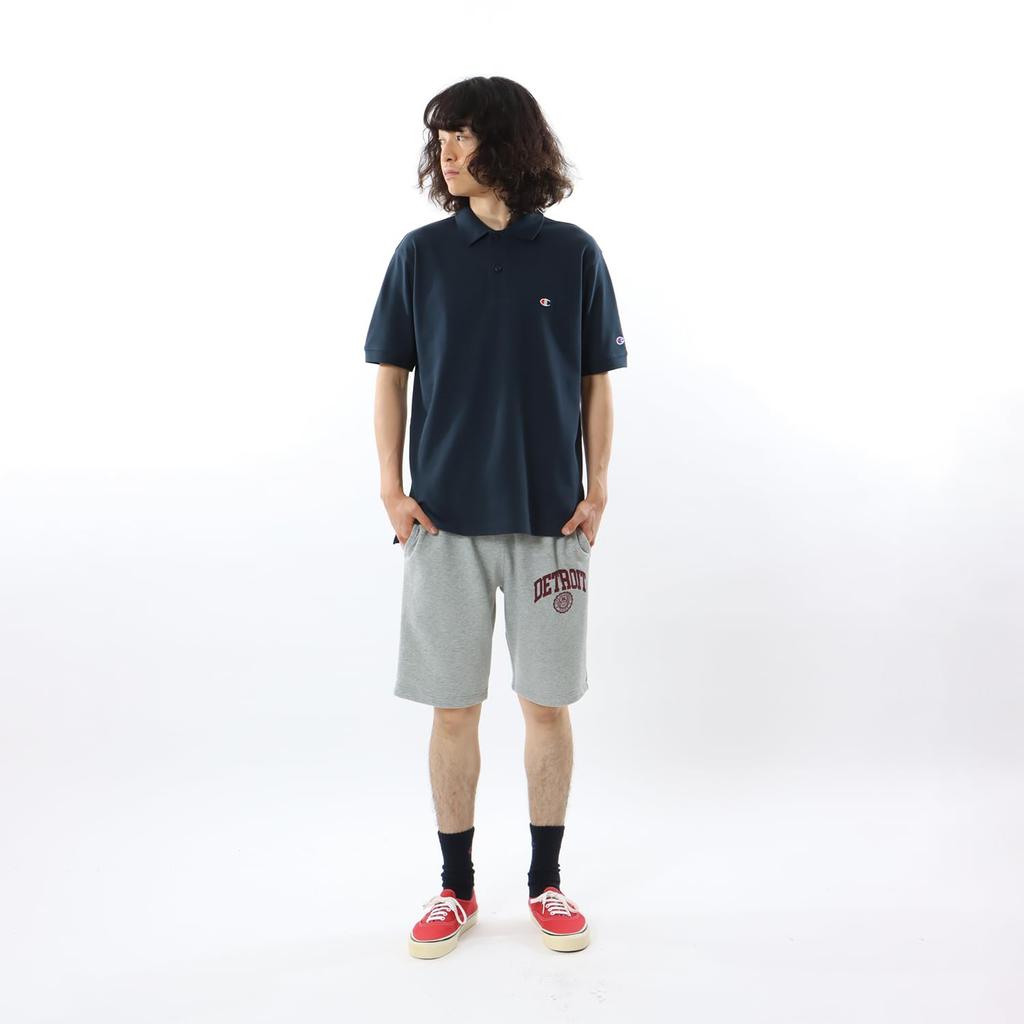 Champion Поло Шорты Одноточечное Поло с коротким рукавом 3L Футболка, Рукав, 100% Хлопок, Логотип, Футболка, Базовая, C3-Z358, Мужская, Темно-синий,