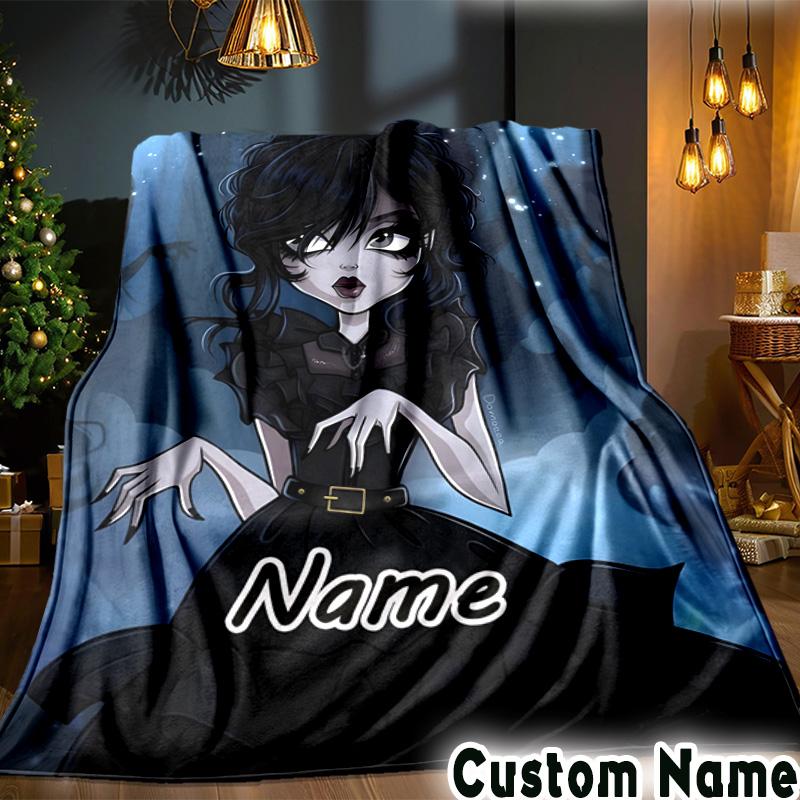 Custom Name Wednesday Blanket Bedding Blanket Picnic Blanket for Women Men, Throw Blankets for Couch Bed, Christmas and Halloween gifts
