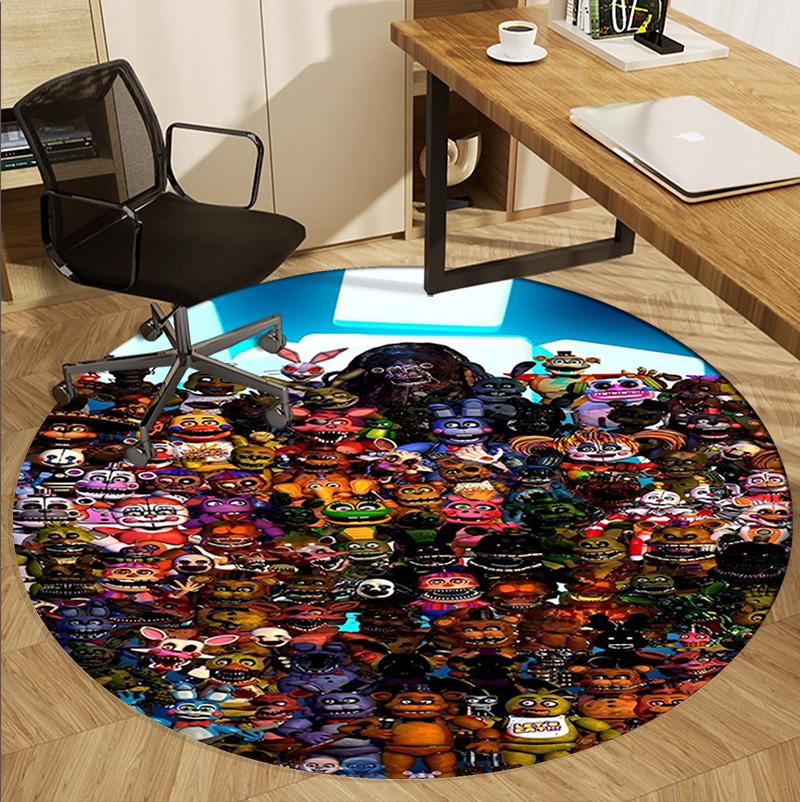 Five Nights at Freddy's Pattern Round Rug, Indoor/Outdoor Mat, for Picnic, Gameroom, Bedroom, Office, Living Room, Home Decor Carpet, Birthday Gift