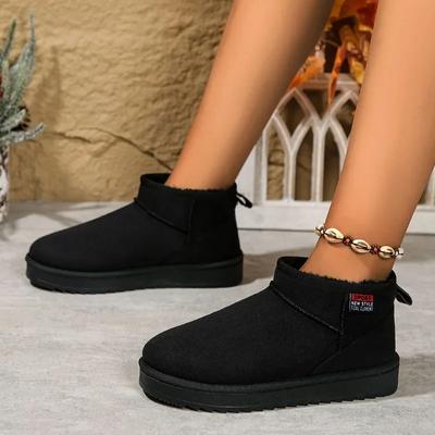 Зимние женские короткие плюшевые теплые зимние ботинки, повседневная обувь, новые замшевые ботильоны «Челси» на плоской подошве, женская обувь на платформе, Botas