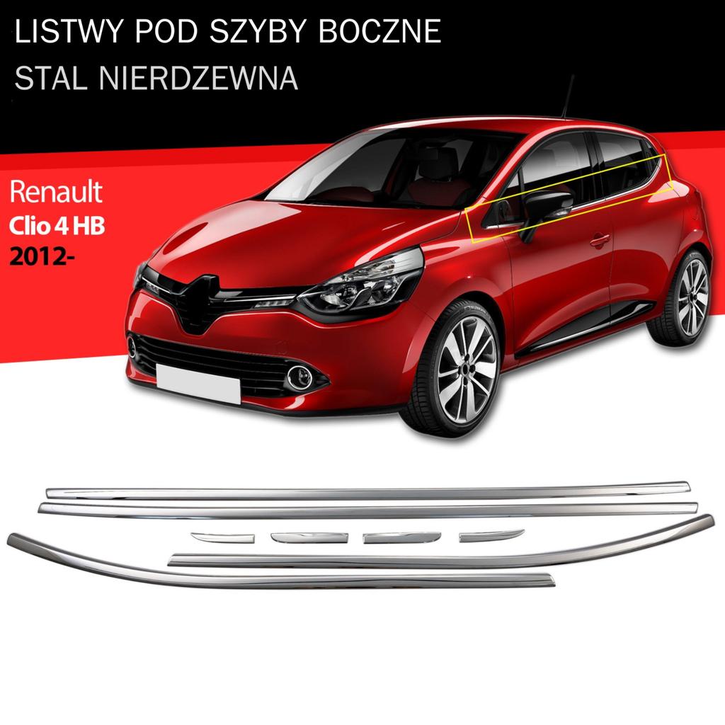 Side Window Moldings Stainless Steel Chrome Renault Clio 4 Hb 2012
