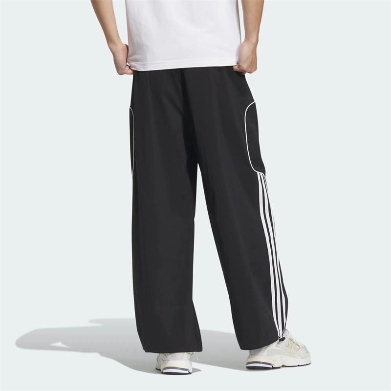 adidas Оригинальный универсальный костюм с молнией, воротником-стойкой и длинными рукавами, брюки со средней посадкой и завязками, повседневный спортивный костюм, унисекс, черный JW0110+JE3478