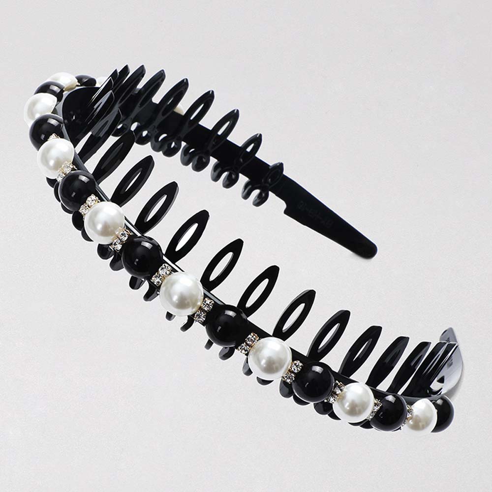 Korean Rhinestone Non-slip Toothed Wash Face Hair Hoop Pearl Headband Hair Accessories Hair Band
