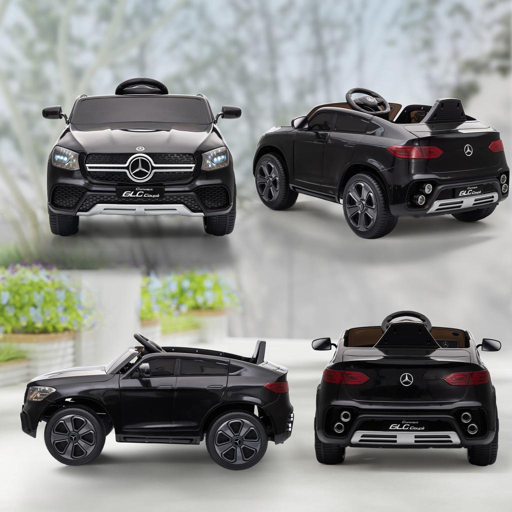 Electric Car for Kids, 12V Kids' Car with Remote Control, LED Lights, Music, 3 Speeds, 3-6 Years, Black