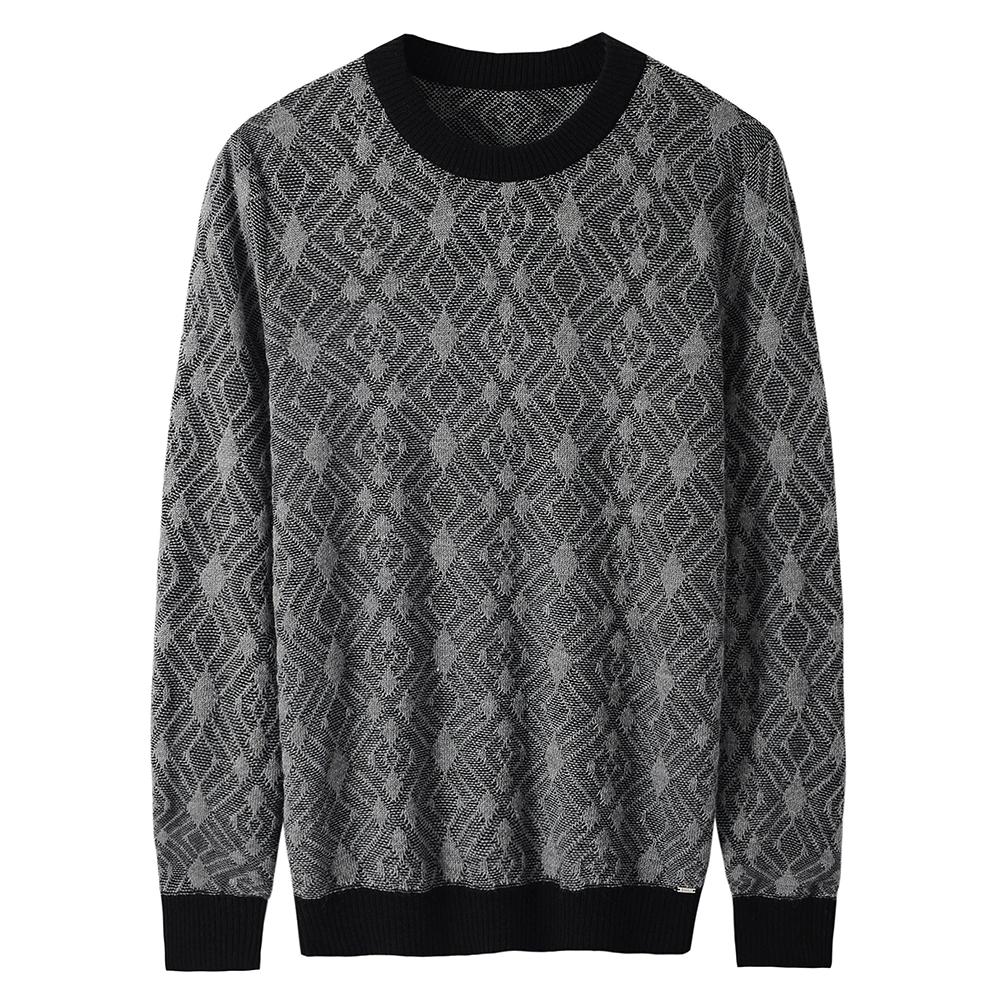 Мужской винтажный свитер с круглым вырезом и пуловером с длинными рукавами