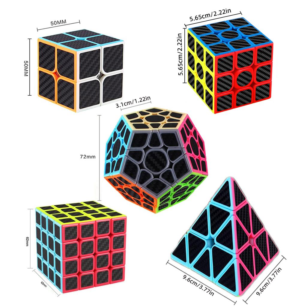 Sengso Скоростной кубик 2x2 3x3 4x4 Пираминкс Мегаминкс | Кубик со стикерами под карбон - Легко вращающийся кубик, Профессиональный кубик-головоломка для детей