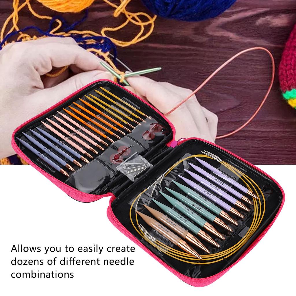 13 Pairs Interchangeable Knitting Needles Set, Different Sizes Circular Knitting Needles
