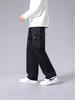 Men's Straight-Leg Cargo Pants, Spring/Autumn, Solid Color, Plus Size, Teen Sports Windbreaker, Casual Long Pants.
