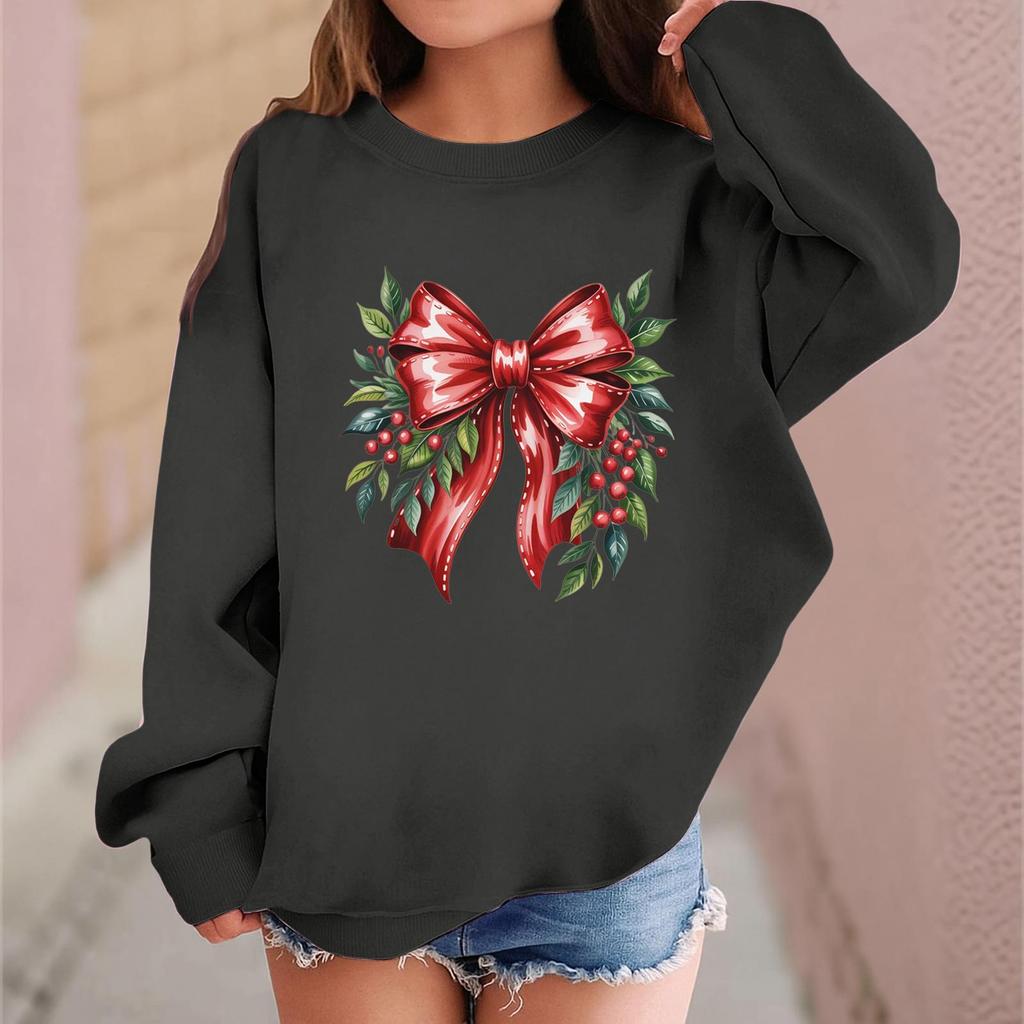 Children's Fashionable Casual Long-sleeved Loose Christmas Print Pullover Sweatshirt