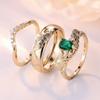 3 шт./компл. модный комплект колец для ушей из пшеницы для женщин, зеленый кристалл, белый циркон, свадебные обручальные кольца, ювелирные изделия для вечеринок