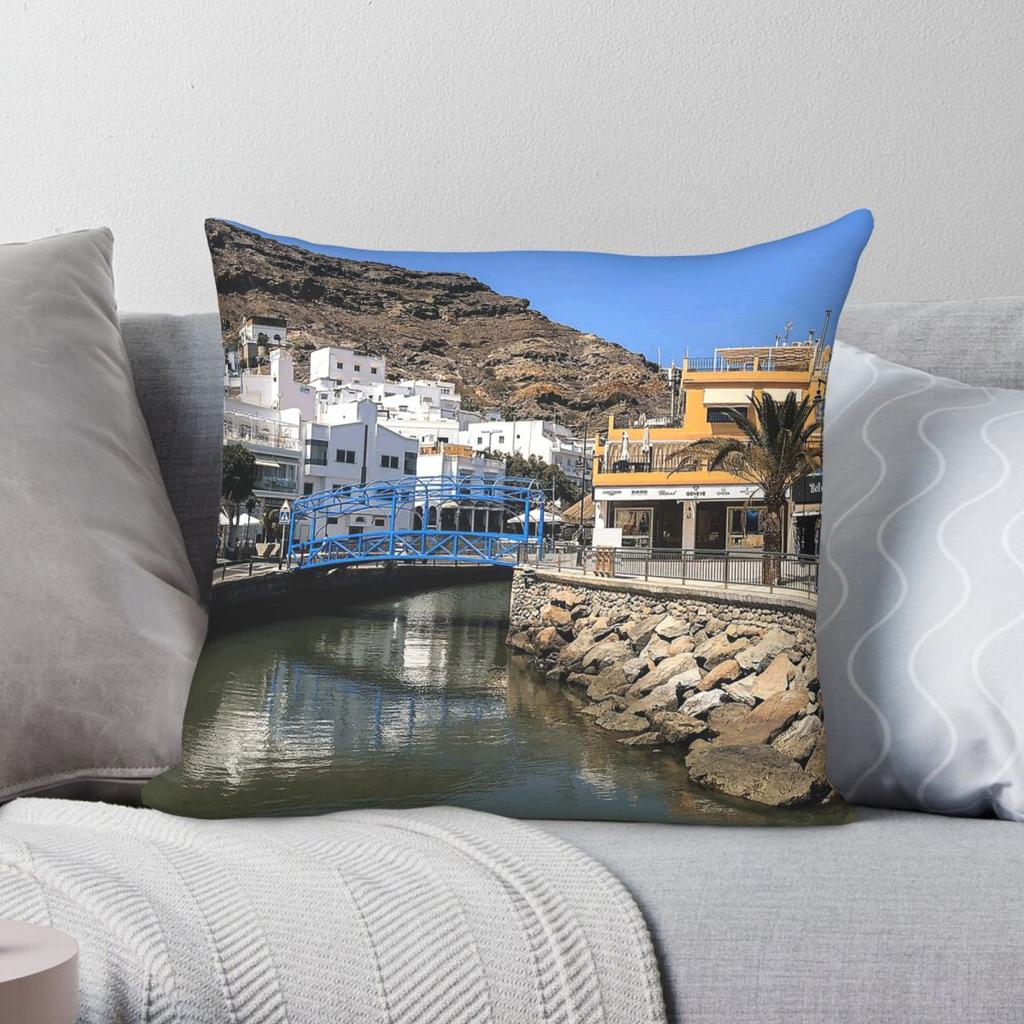 Puerto De Mogan Gran Canaria Pillowcase Polyester Linen Velvet Creative Zip Decorative Pillow Case Sofa Cushion Case