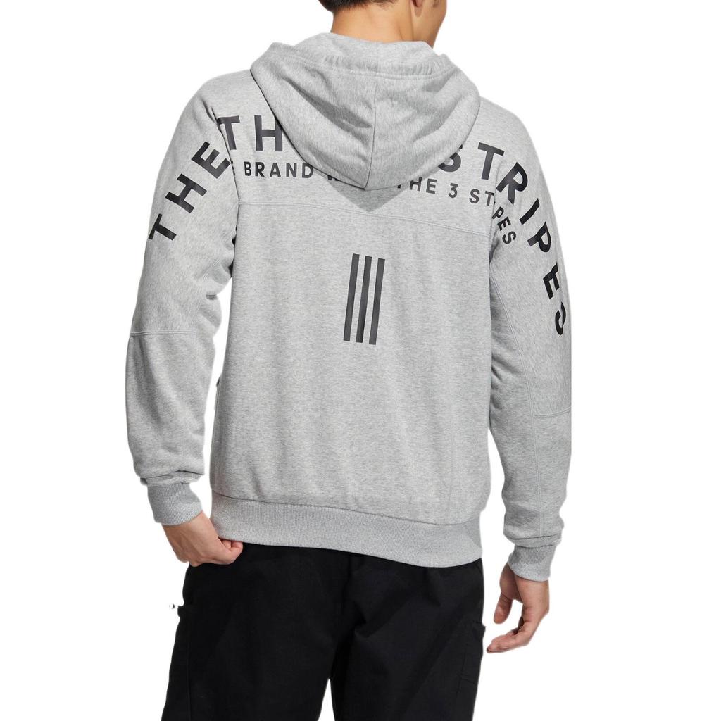 adidas Свободная толстовка на молнии с принтом букв, топы унисекс, серая IA9437