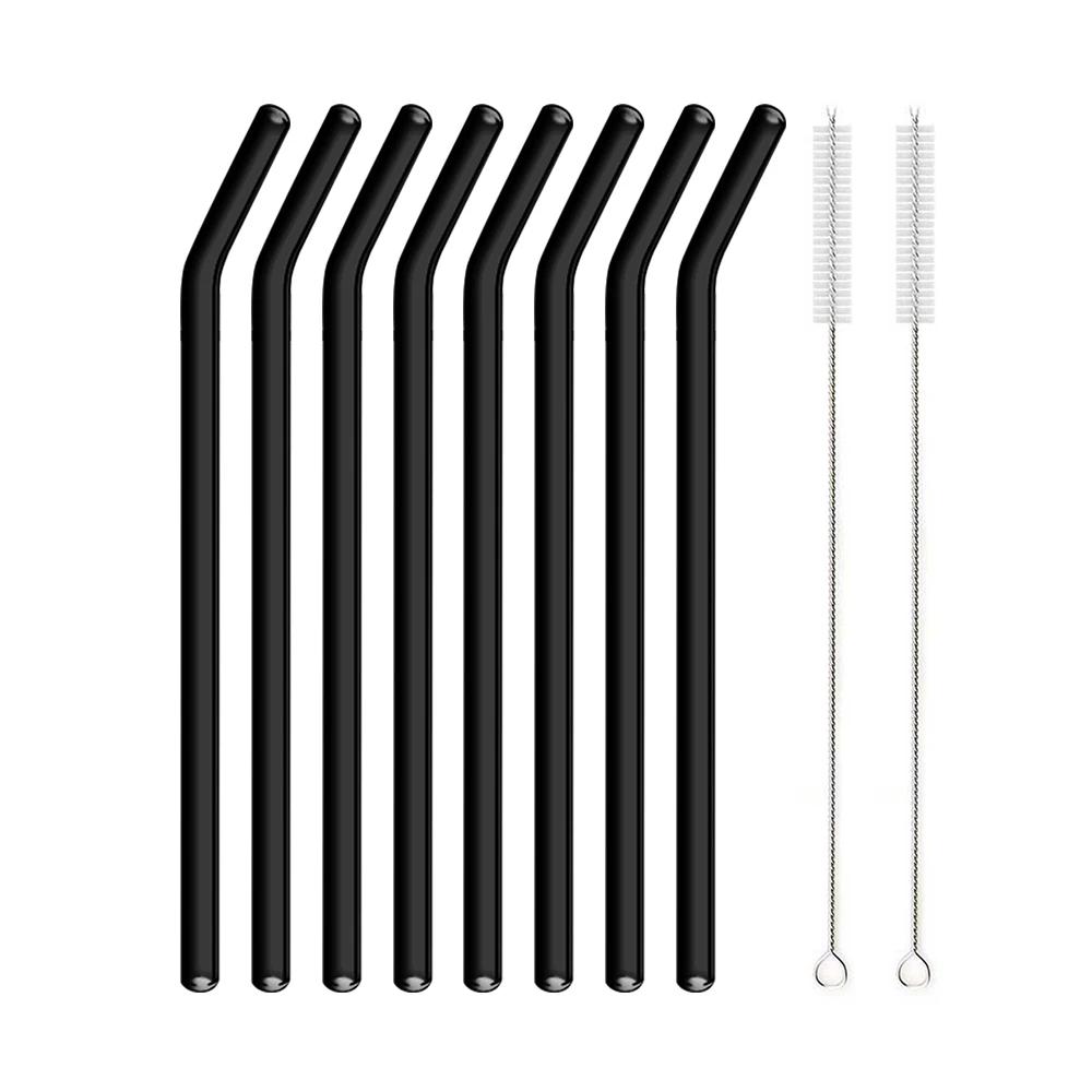 200*8 мм многоразовый стеклянный набор соломинок из боросиликатного стекла для коктейлей соломка здоровая экологически чистая питьевая соломинка с прозрачной кисточкой