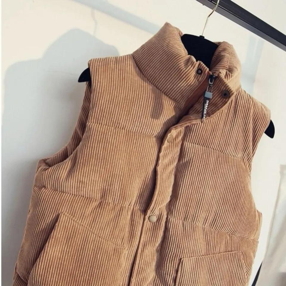 Women's Fall and Winter Loose Short Section Corduroy Vest Solid Color Comfortable Jacket