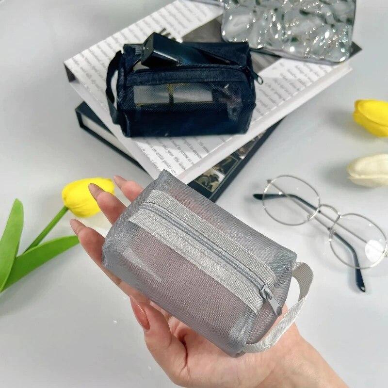 Purses for Women Nylon Mesh Coin Purse Large Capacity Lipstick Data Line Earphone Cosmetic Organizer Pouch Clutch Storage Bag