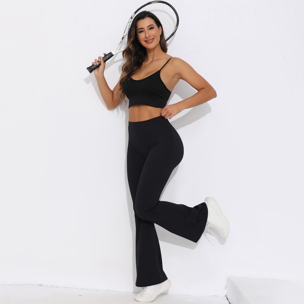 Женские расклешенные штаны для йоги с V-образным вырезом, расклешенные леггинсы с высокой талией, спортивные штаны с утягивающим эффектом