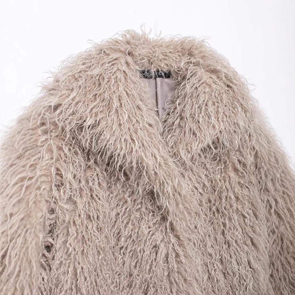 2024 Осень Женская Короткая Куртка из Искусственного Меха в Европейском и Американском Стиле