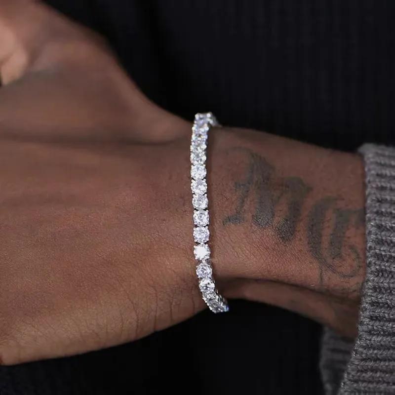 Hiphop Tennis Bracelet Homme Iced Out 3/4/5mm Cubic Zirconia Mens Crystal Chain On The Hand Hip-hop Streetwear Jewelry Male H086