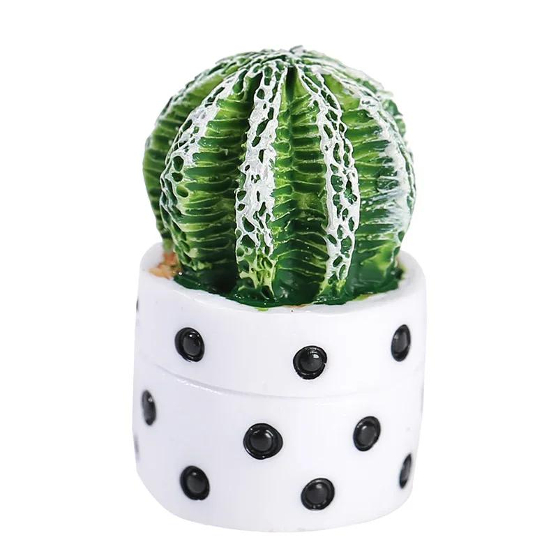 Kawaii Mini Cactus Figurines Artificial Resin Cactus Desk Decorations DIY Micro-landscape Decorations