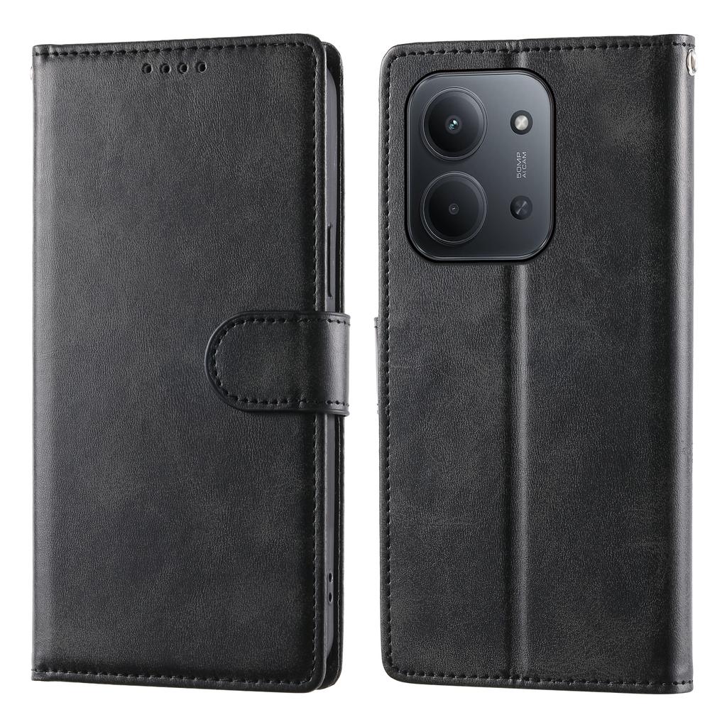Для Xiaomi Redmi 15C 4G (Глобальный) (171 мм)/Poco C85 4G (171 мм) Чехол-кошелек с подставкой, текстура теленка, ПУ-кожа, чехол-книжка для телефона с ремешком на запястье