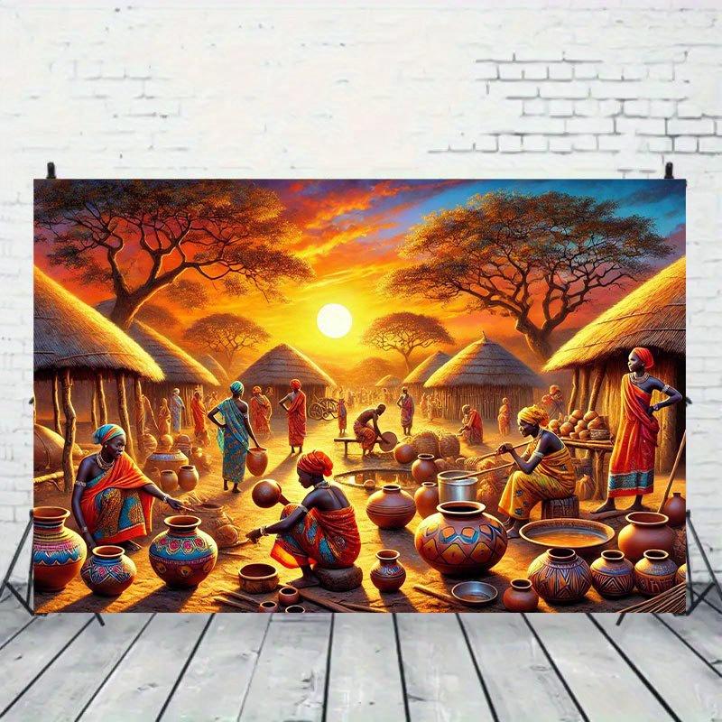 2D plane 1 piece suitable for African village background fabric party decoration home decoration