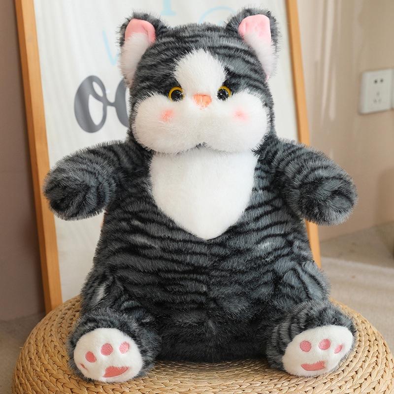 Q Elastic Soft Waxy Cute Bobo Cat Plush Doll Fat Cat Lazy Cat Hug Soothing Home Ornament Rag Doll