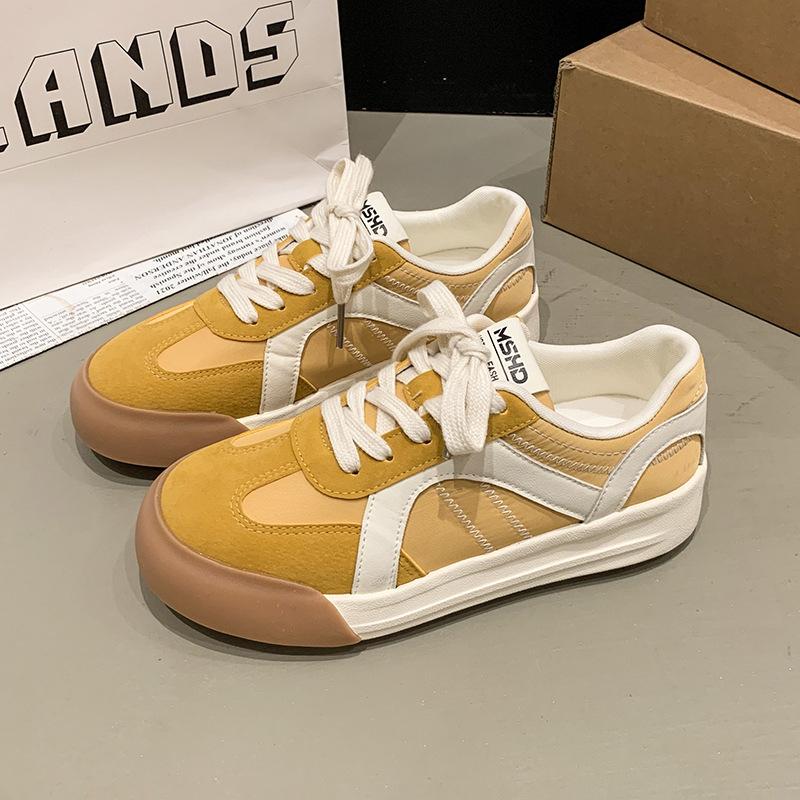 Красные ретро цветные платформы немецкие тренировочные туфли женские 2025 новые с круглым носком на шнуровке нескользящие спортивные и повседневные кеды