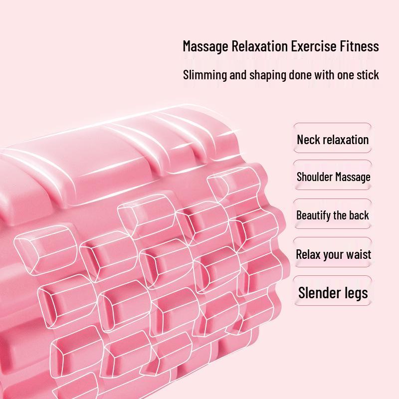 Pink EVA Foam Yoga Massage Roller with Textured Design
