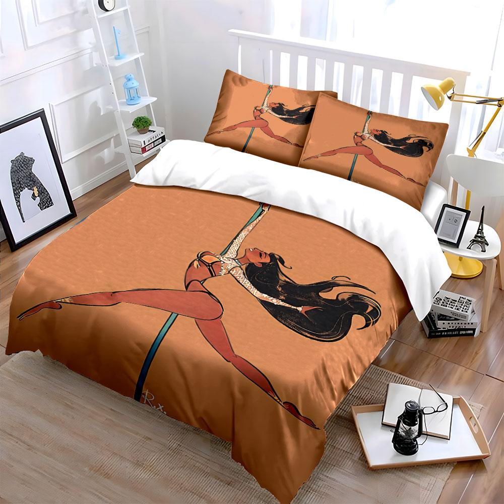 Pole Dance Art with Lace Bedding Duvet Cover Set Duvet Cover Pillowcases (1*Duvet Cover 2*Pillowcases, without duvet insert)