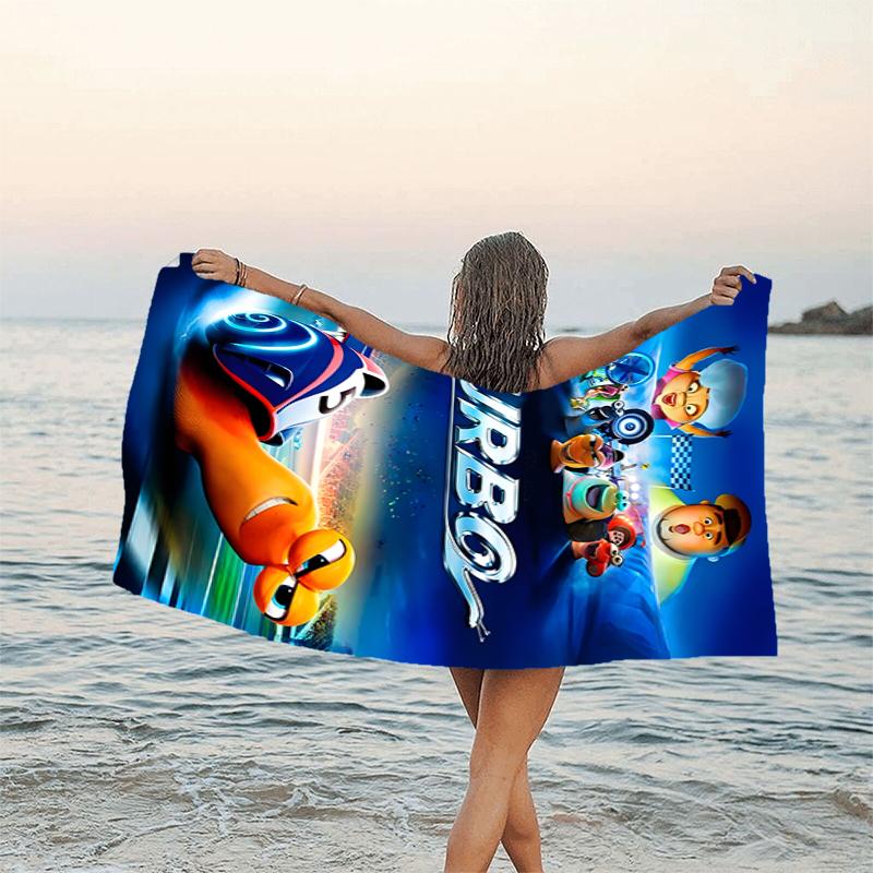 1pc TURBO1 Beach Towel, Beach and Seaside Swimming Pool Equipment, Fashion Pattern, Rectangular, Travel Essentials