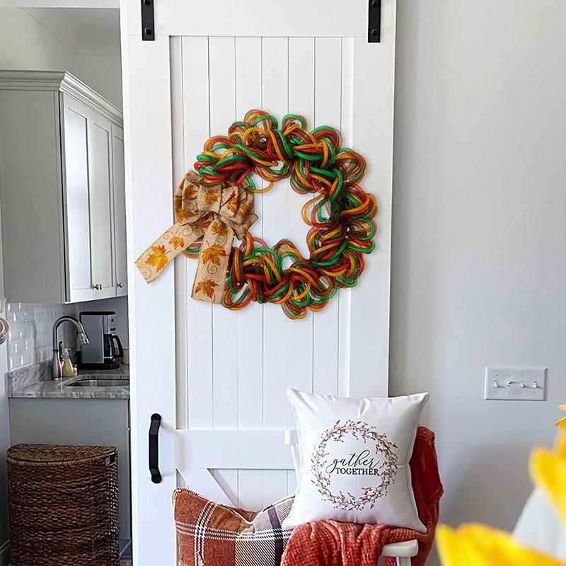 Vibrant Thanksgiving Maple Leaf Bow Decor Wreath For Home And Door Display