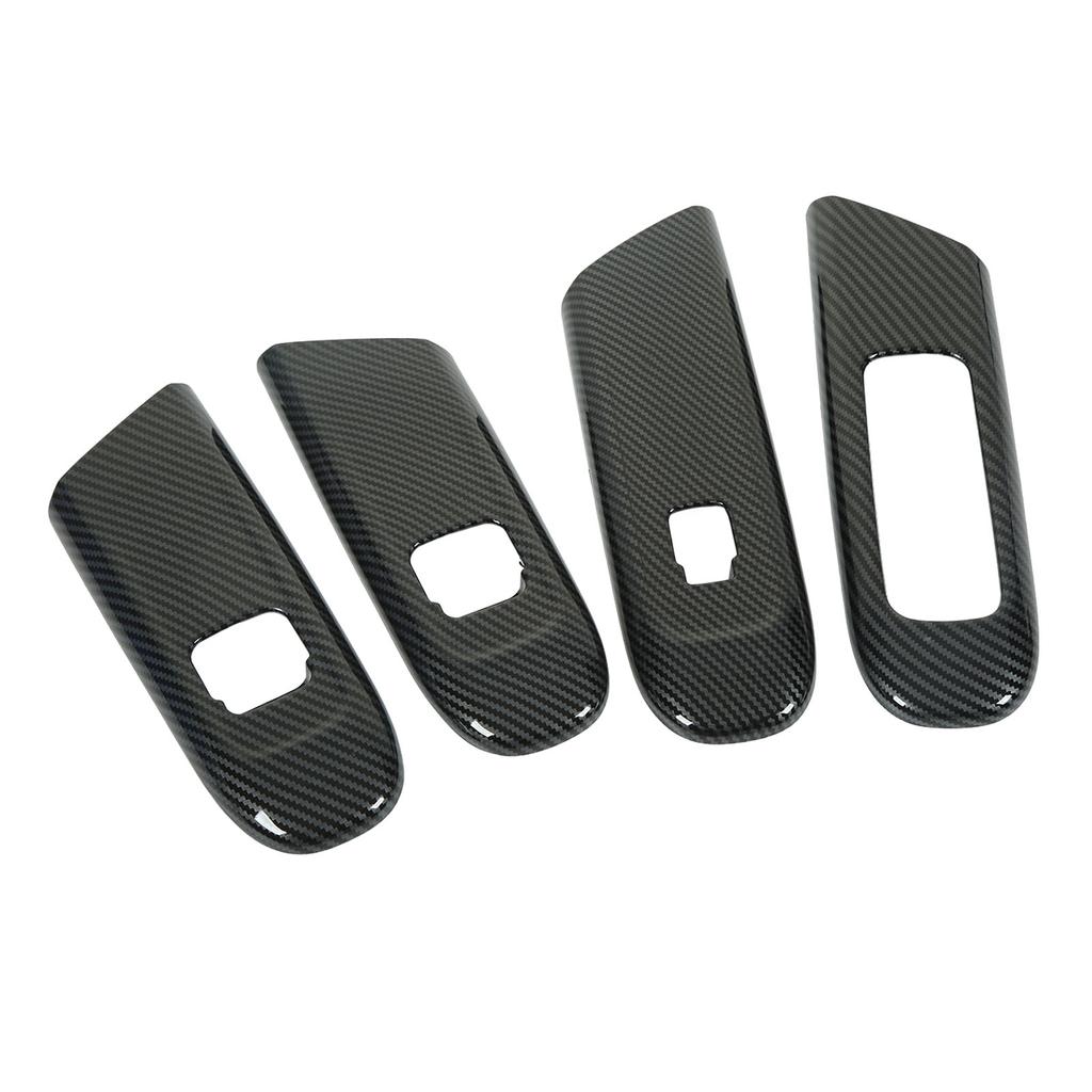 4 Pcs Door Window Control Panel Cover Carbon Fiber Style Window Lifter Decor Replacement for Mercedes‑Benz C‑class W206