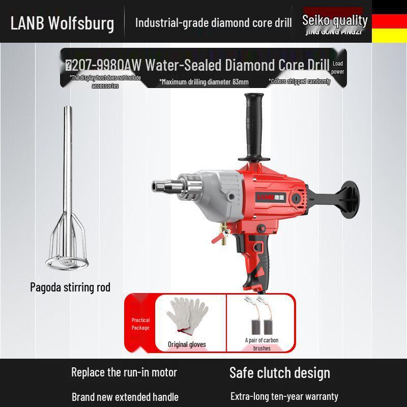 Diamond Core Drill Machine: Handheld & Stand, Wet/Dry, Concrete & AC Hole Opener, Water Drill Mixer