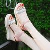 Fashion 2024 Summer New Slope Heel Rhinestone Sandals for Women Fashion Knit Shoes for Women Thick Sole Sandals High Heels Women Shoes