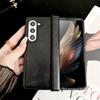Matte Luxury Soft Leather Folding Hingle Shockproof Protection for Samsung Galaxy Z Fold 6 5 4 3 Case Back Cover Phone Accessory
