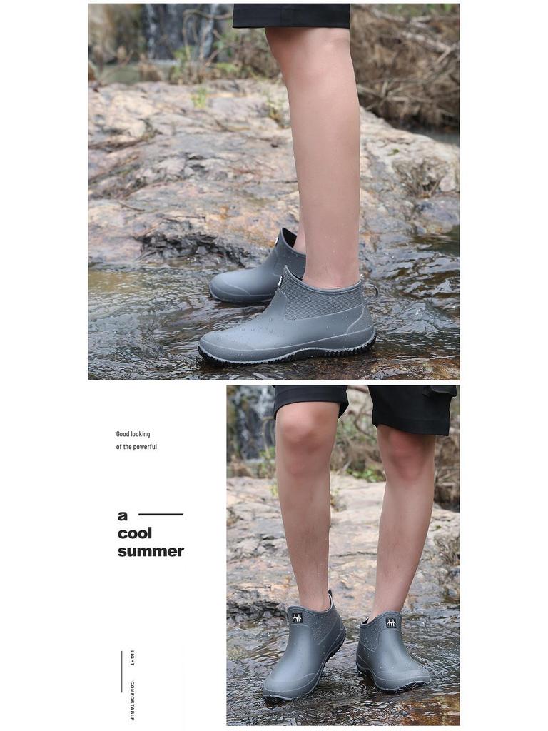 Мужские низкие нескользящие резиновые сапоги - Водная обувь для активного отдыха