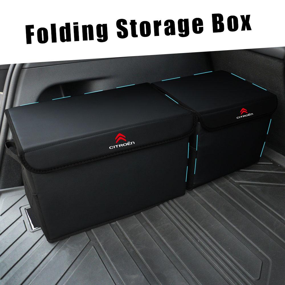 YRDTT1 New Leather Car Trunk Folding Organizer Storage Box Sundries Stowing Tidying For Citroen DS C4L VTS C-ELYSEE C3-X C6 C4 C1 C2 C3