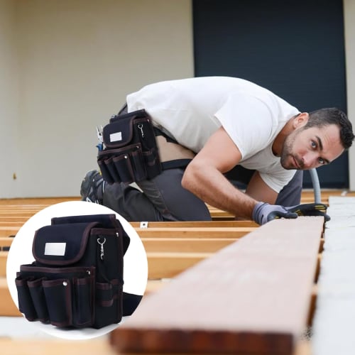 YSkrep Tool Bag, Waist Bag with Belt, 13 Pockets, Multiple Tool Bag, Electrician's Bag, Tool Roll, Tool Holder, Tool Box, Repair Bag, Multi-functional