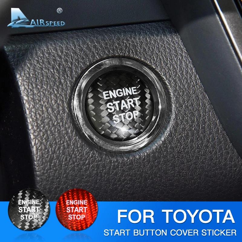 Carbon Fiber Engine Start Button Cover Sticker for Toyota 86 Corolla Avalon Crown Vios RAV4 C-HR Alphard Camry Highlander 2015-2023