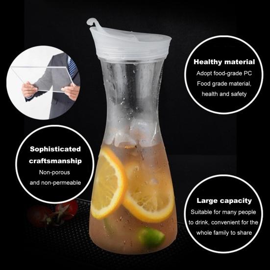 1100/1600ML Plastic Cold Kettle with Flip-Top Lid Food-Grade Beverage Dispenser Coffee Tea Juice Drink Jug for Home