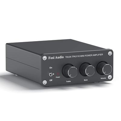 Fosi Audio TB10A 2-канальный усилитель 100 Вт x 2 Усилитель мощности Стерео аудиоусилитель Приемник TPA3116 Мини-усилитель класса D для домашнего динамика с