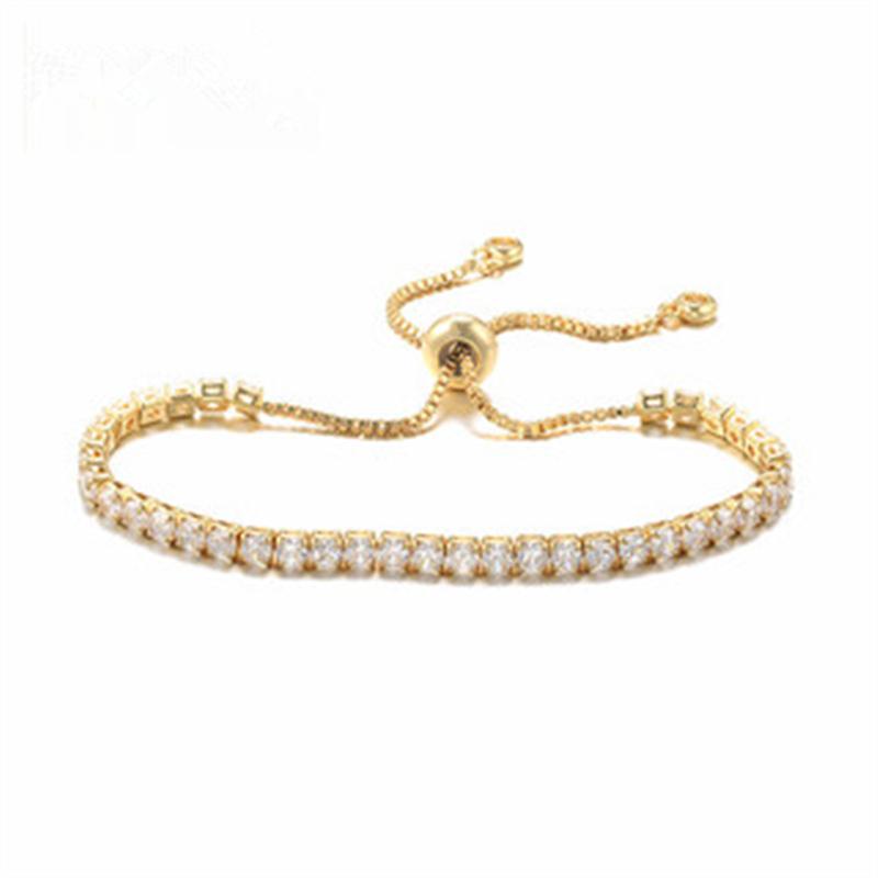 18K Gold Plated Brass CZ Teenis Necklace Bracelet,Promotion Beat Lady Luxury Bling CZ Chokers,Iced Out 3A Zircon 4MM Necklace