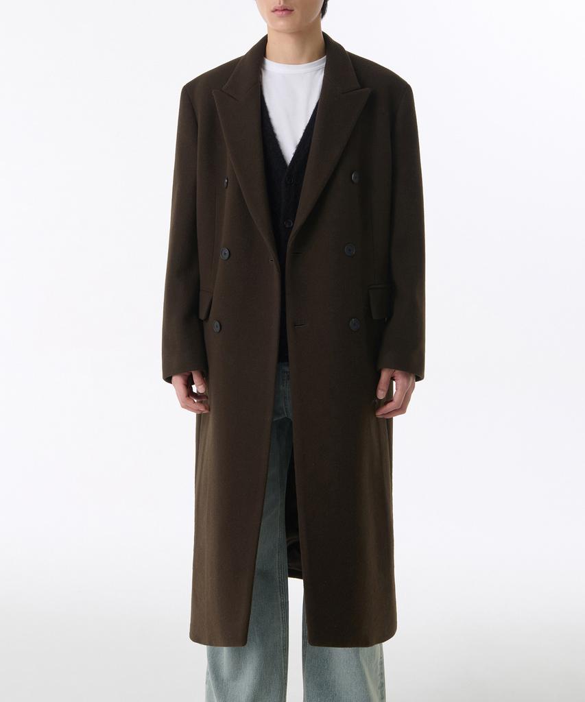 Musinsa Standard Cashmere Blend Daddy Shoulder Double Long Coat [Baroque Brown]