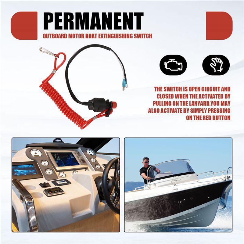 P-Premium-Boat Motor Emergency Kill Stop Switch For /Tohatsu Outboard Stop Kill Switch Cut Off Switches With Safety Tethe