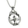 Stainless Steel Skull Mirror Pendant Necklace Men Women Vintage Punk Geometric Charm Jewelry Gift