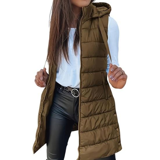 Women'S Puffer Vest Casual Zip Up Quilted Padded Vest Hooded