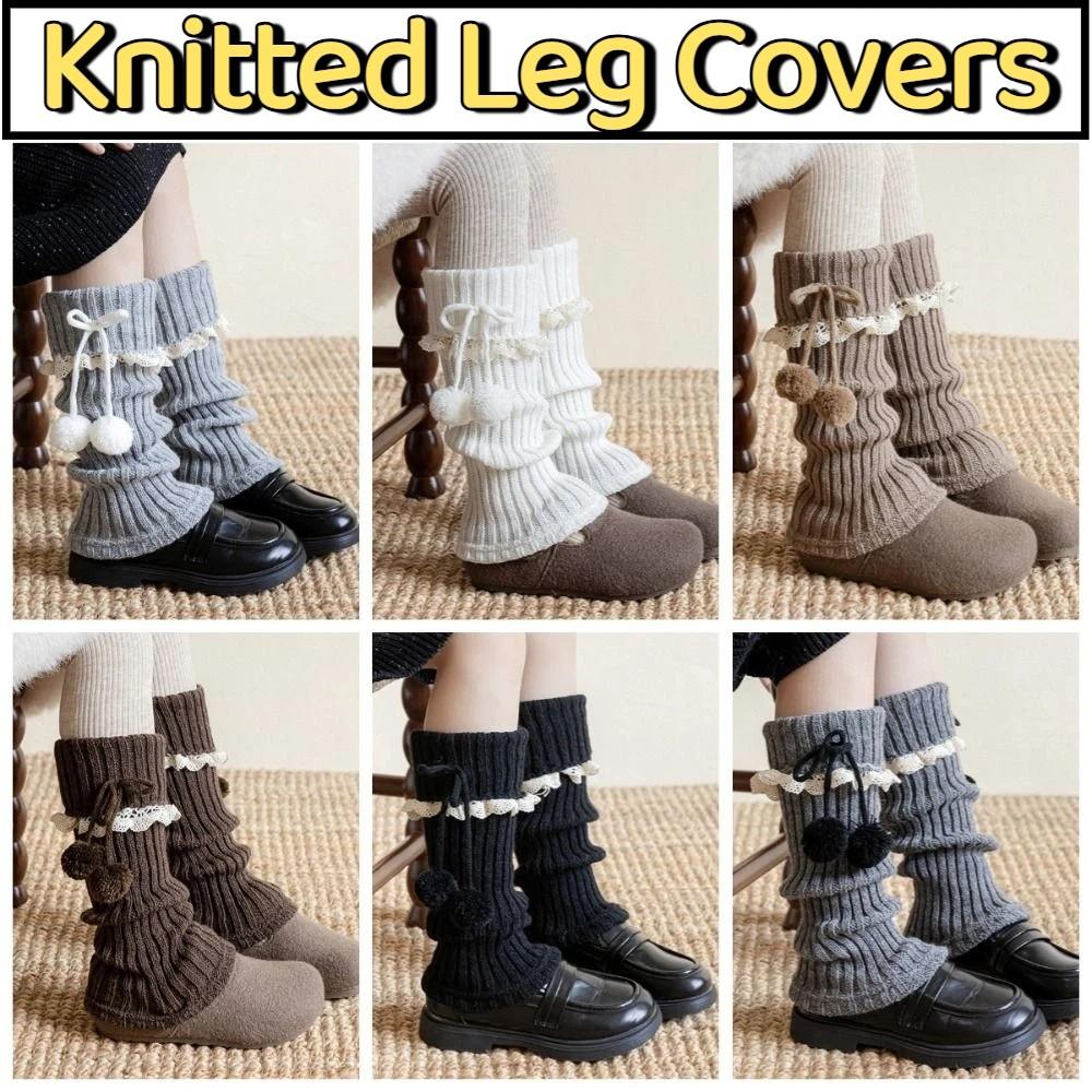 Sweet Knitted Leg Covers Y2K Women's Leg Warmers Simple JK Knee High Socks Girl