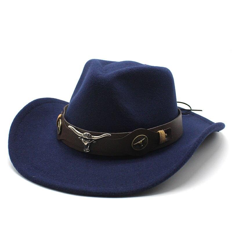 Hat Ethnic Style Cow Standard Western Cowboy Hat Roll Brim Retro Riding Wool Felt Hat