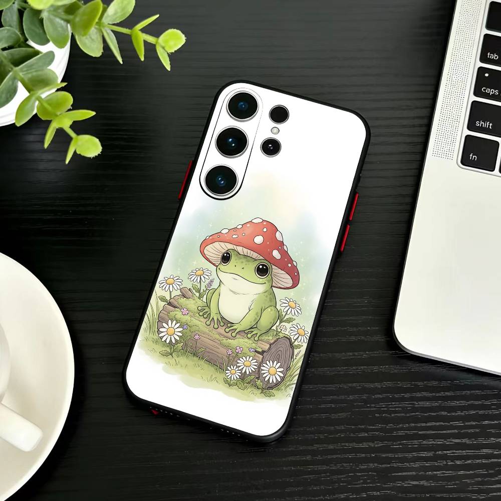Милый Мультяшный Чехол-Лягушонок для Телефона Samsung S26, S25, S24, S23, S22, S21, S20, S30, Ultra, Plus, Fe, Note, 5G Черный Чехол